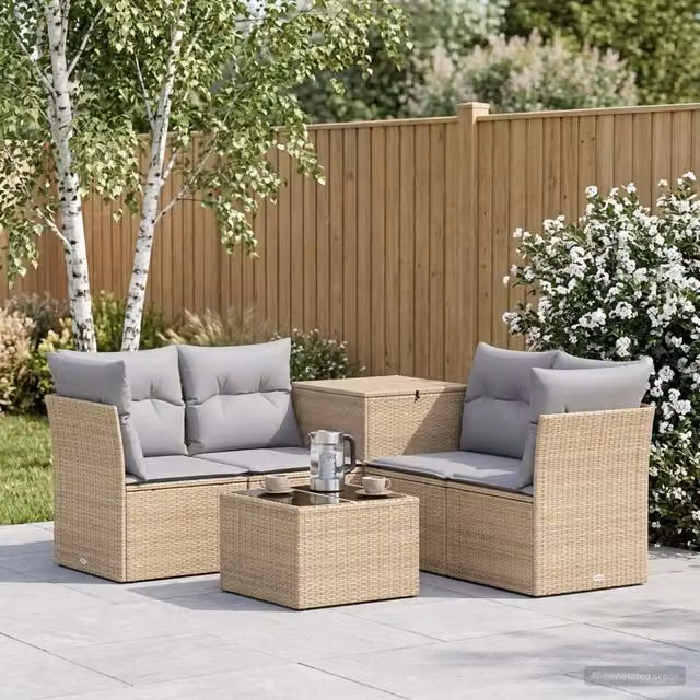 Set di divani 6 pz Beige e Grigio Chiaro 55 x 55 x 37 cm 3447359