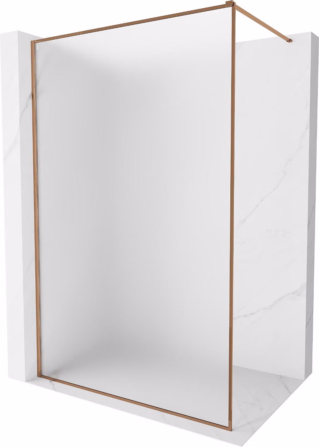 Mexen Kioto-F pannello doccia Walk-in con cornice 130 x 202 cm, brina 8 mm, oro rosa - 800-130-104-60-30
