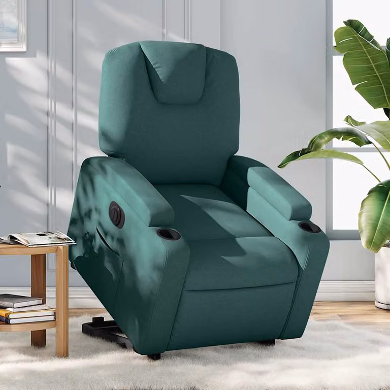 vidaXL Poltrona Alzapersona Reclinabile Elettrica in Tessuto Verde