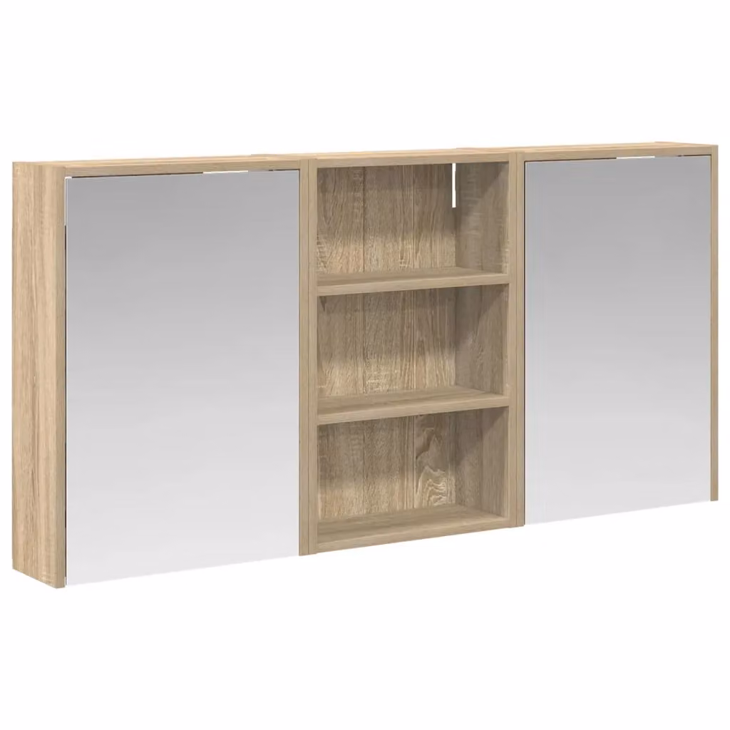 Set di 3 armadi da bagno con specchio e illuminazione LED vidaXL, beige, L/P/H: 126 x 16 x 62.5 cm – 2