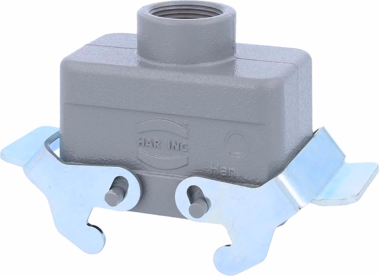 HARTING Han 10B Contenitore a manicotto basso, 1xPG16 uscita cavo diritta, con 2 staffe trasversali Vite PG16 Area di serraggio