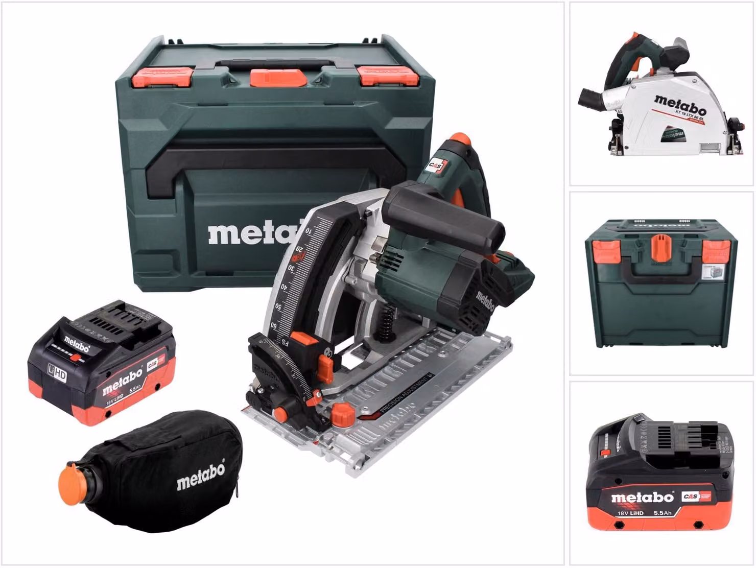 Metabo KT 18 LTX 66 BL Sega circolare a immersione a batteria 18 V 165 mm + 1x Batteria 5,5 Ah + Valigetta metaBOX - senza caricabatterie