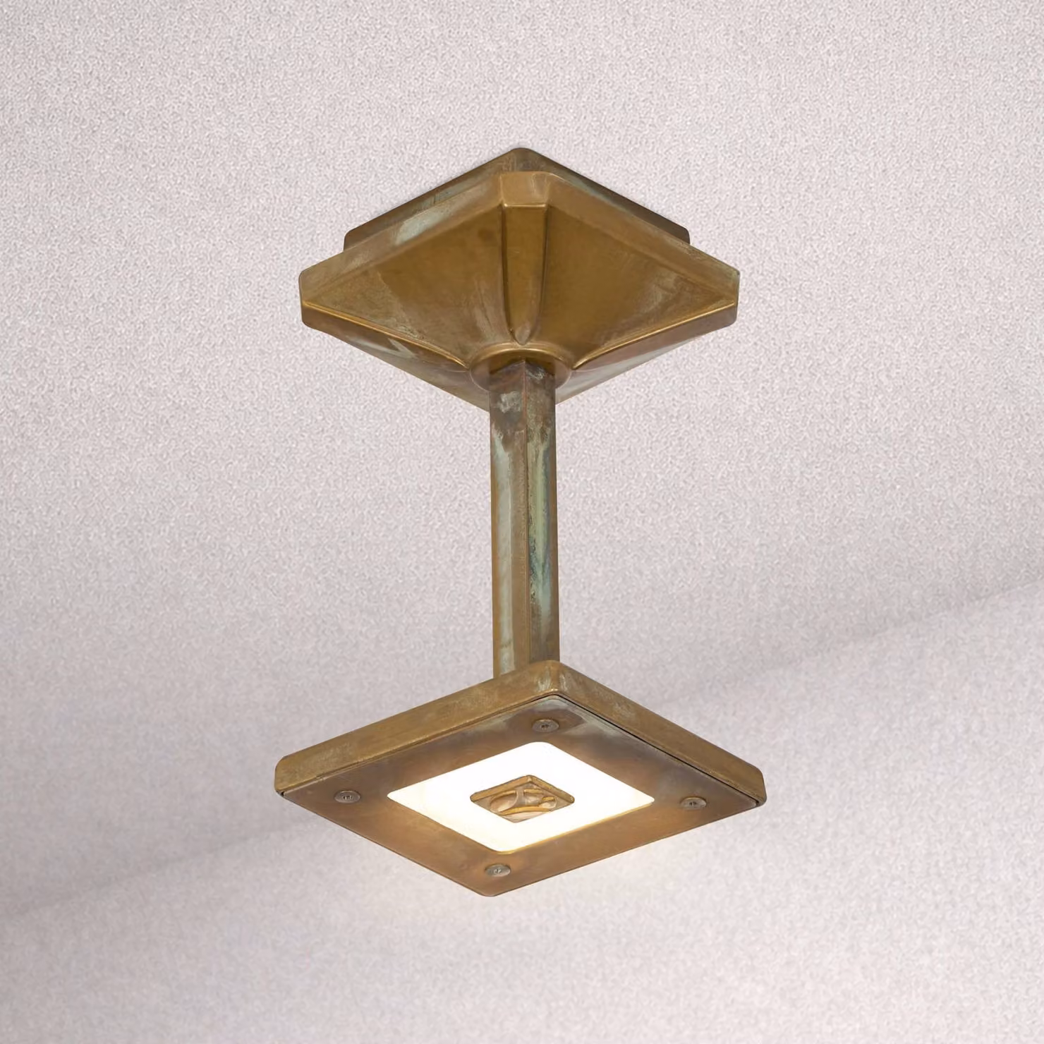 Moretti Luce Plafoniera LED da esterno Aura Frame, altezza 20 cm, ottone anticato Frame, Bronzo / Ottone antico, Ottone, Campagna / Rustiche, Plafoniera
