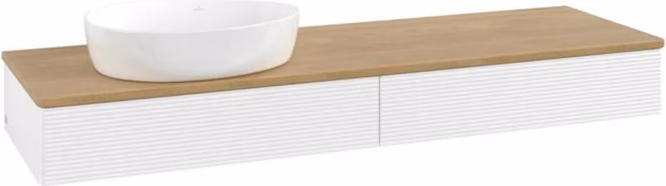V&B Mobiletto con struttura frontale Antao 160x50cm, colore WBP hon. Oa, wh. m Lac