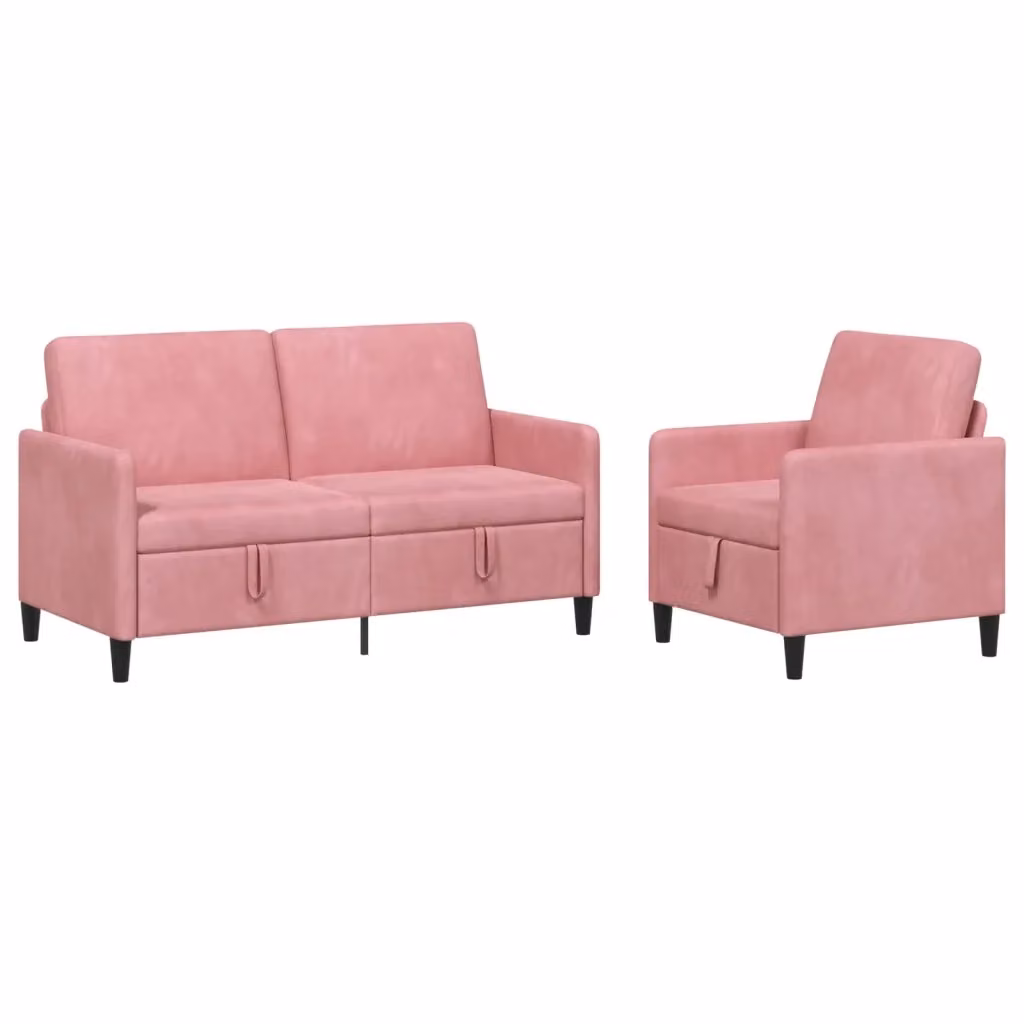 Set di 2 divani moderni vidaXL in tessuto rosa con seduta apribile e contenitore per il tuo soggiorno – 2