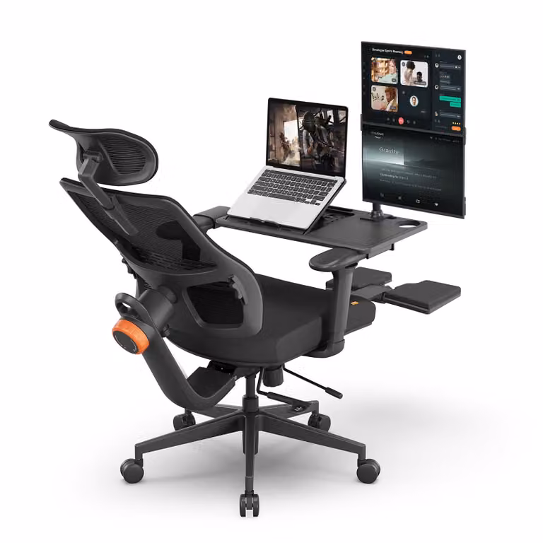 Newtral MagicH-BP Sedia ergonomica con poggiapiedi Sedia da scrivania per l'ufficio domestico con supporto lombare automatico + scrivania rimovibile