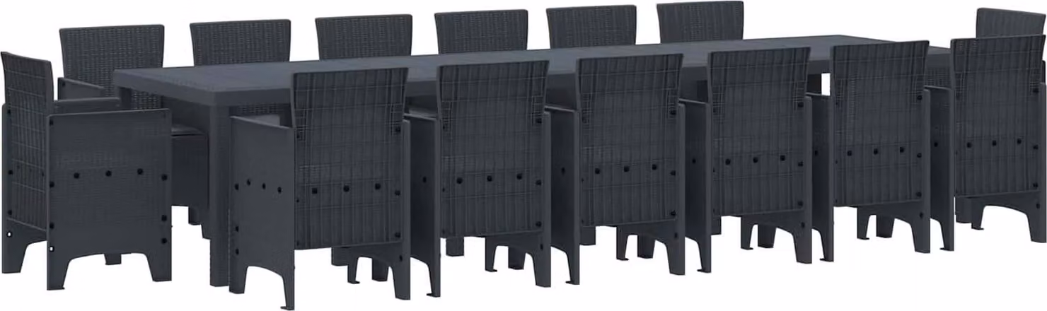 Maison Exclusive - Set da pranzo per esterno, 15 pezzi, rattan sintetico grigio antracite