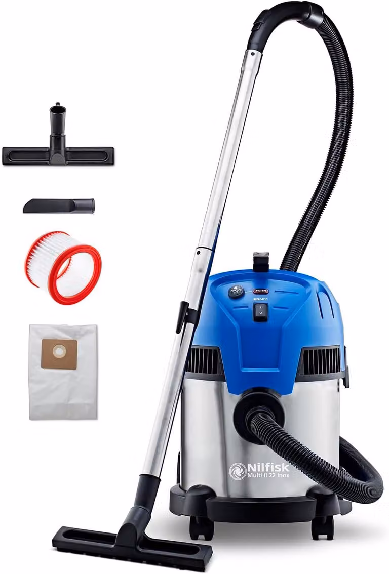 Aspirapolvere per polveri e liquidi con serbatoio in acciaio inossidabile e potenza di 1200 W