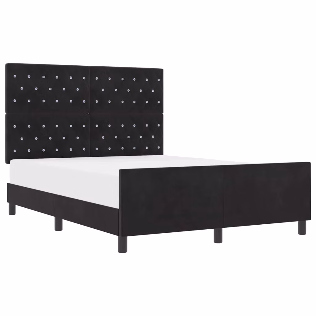 Letto a molle con testiera vidaXL in velluto nero L/P/H: 160 x 200 x 128 cm – 2