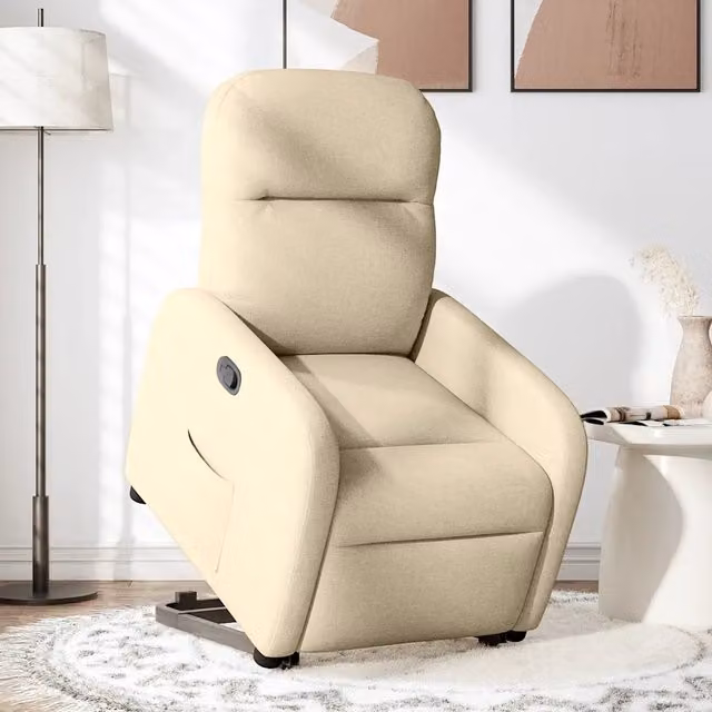 Poltrona Alzapersona Reclinabile vidaXL in Tessuto Beige con Assistenza Elettrica per Senior