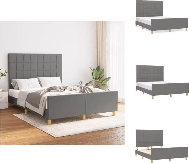 vidaXL Struttura letto con testiera in tessuto grigio scuro 140x190 cm - Letti e strutture letto