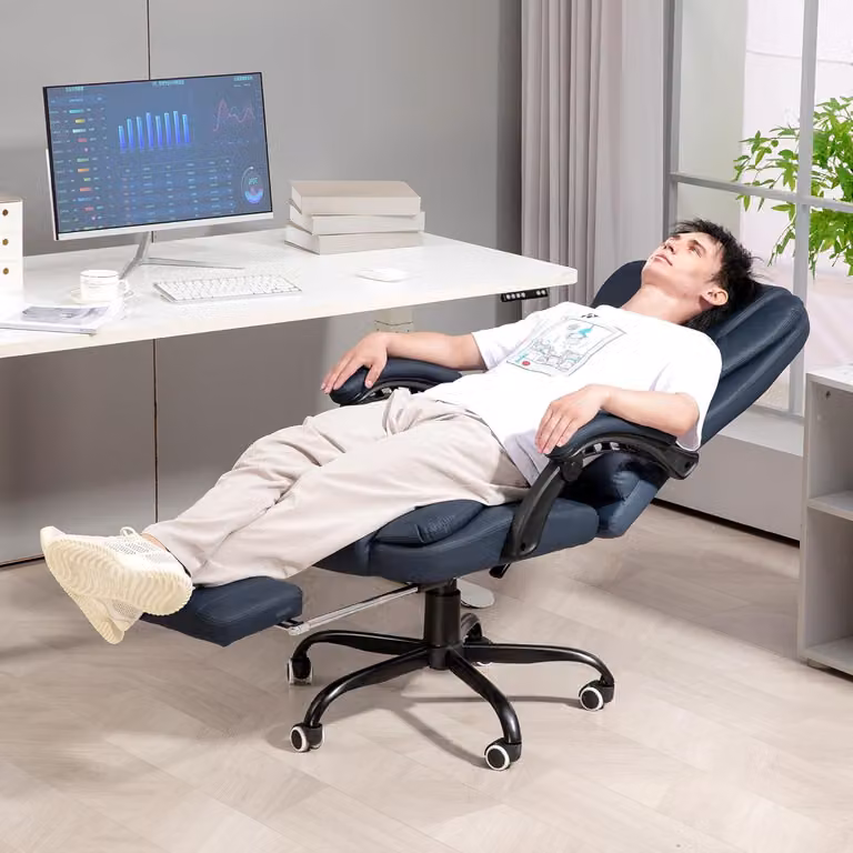 Poltrona massaggiante - Poltrona ergonomica - Sedia da ufficio - Sedia ergonomica - Blu - 7 punti di vibrazione