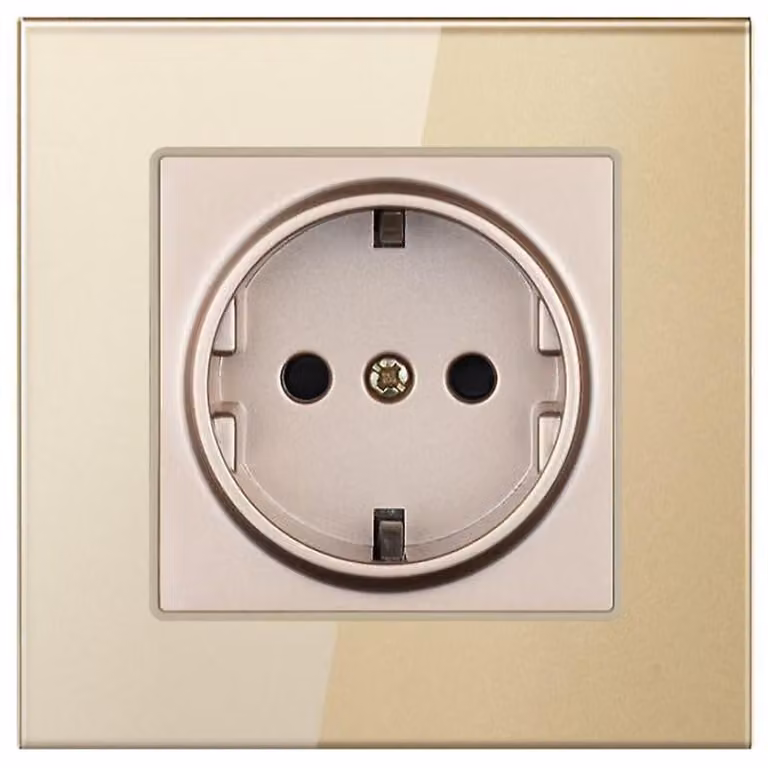 Presa con cornice in vetro temperato iUni WS1, 16A, Oro