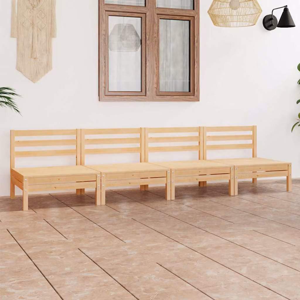 Set di divani da giardino vidaXL in legno massello di pino marrone con cuscini beige