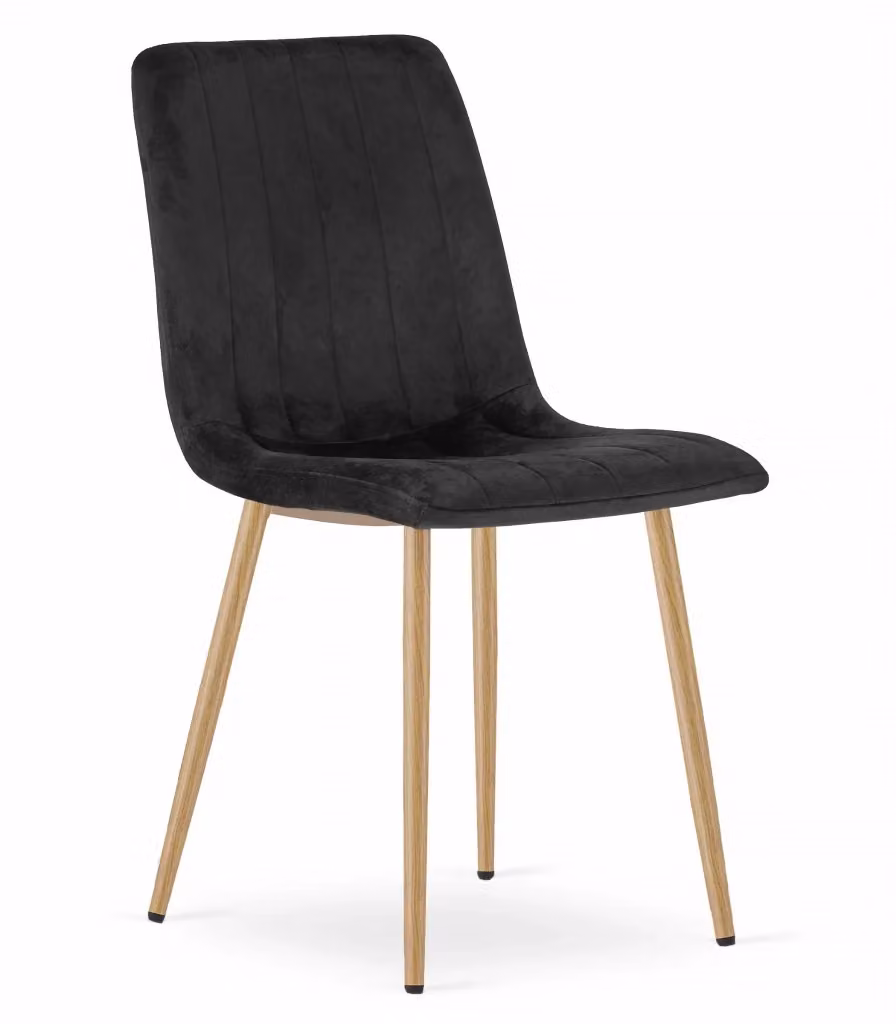 Set di 3 sedie Valora JEWA in velluto nero con gambe in legno e metallo per soggiorno o sala da pranzo – 2