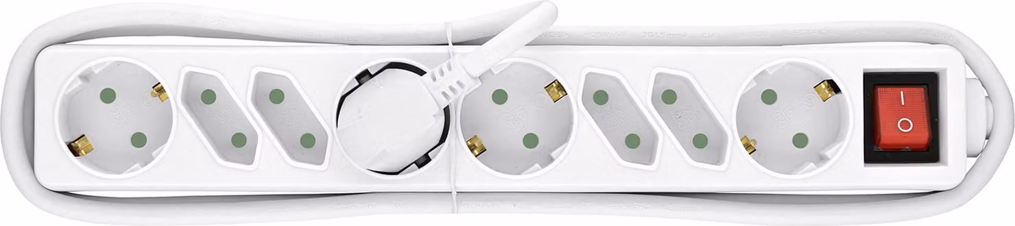 HEITECH Presa da tavolo a 8 prese con interruttore, colore bianco – Confezione da 10