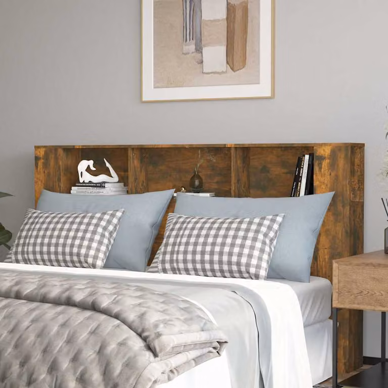 Testiera con scomparti integrati vidaXL in legno Rovere Fumo L 180 x P 18,5 x H 104,5 cm