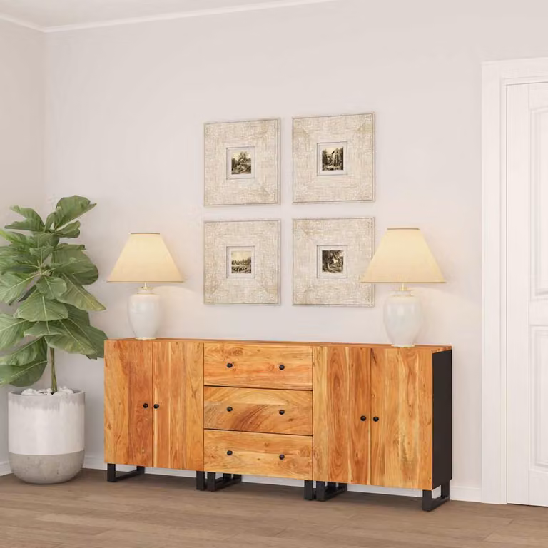 Set di 3 credenze vidaXL in legno di acacia marrone per soggiorno
