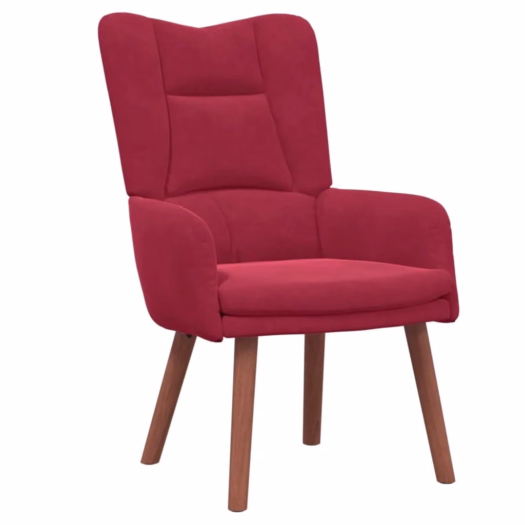 Poltrona moderna in velluto rosso con braccioli e struttura in legno DESIGN IN L/P/H: 63 x 67 x 94 cm – 2