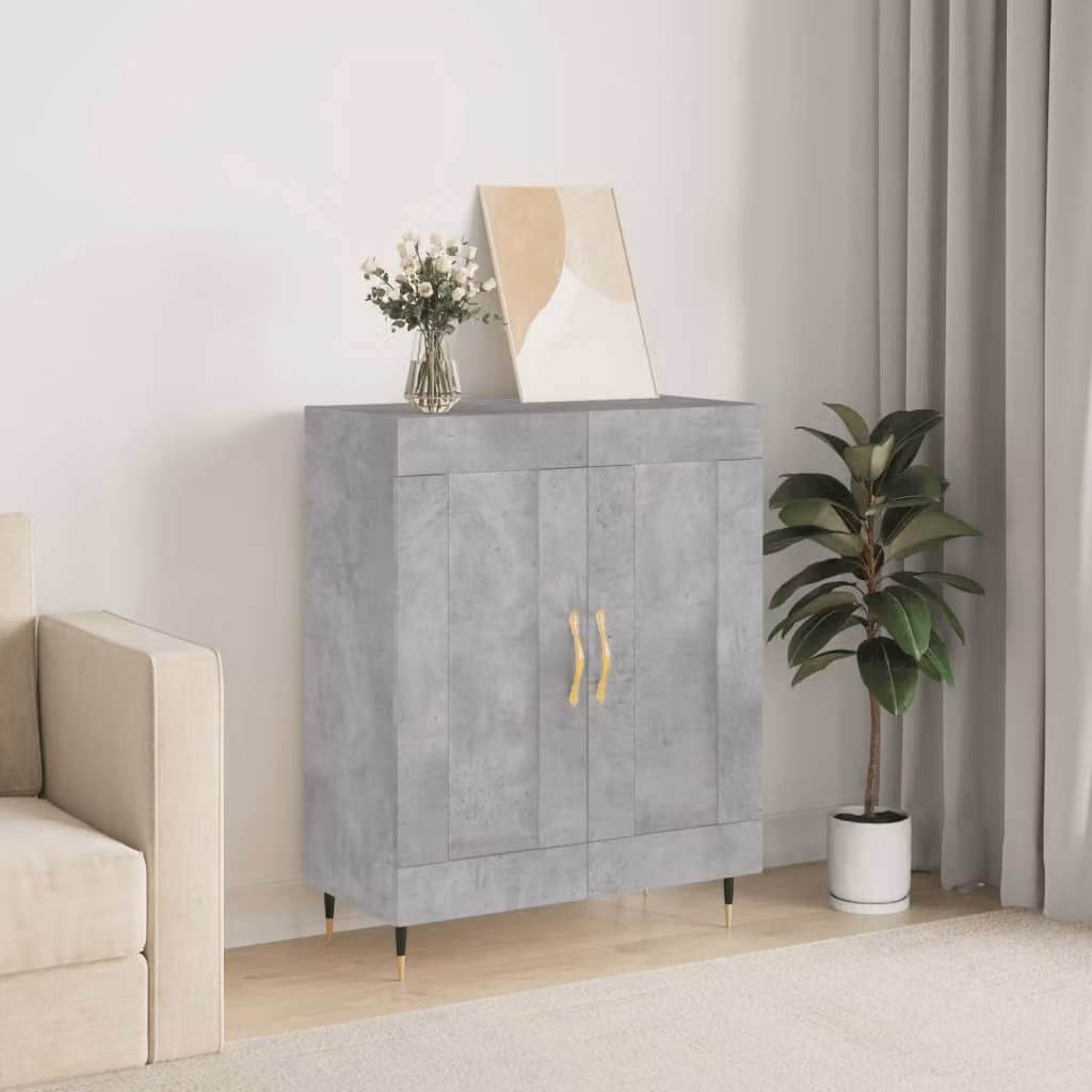 Credenza vidaXL in legno e metallo Grigio, L 69,5 cm x P 34 cm x H 90 cm