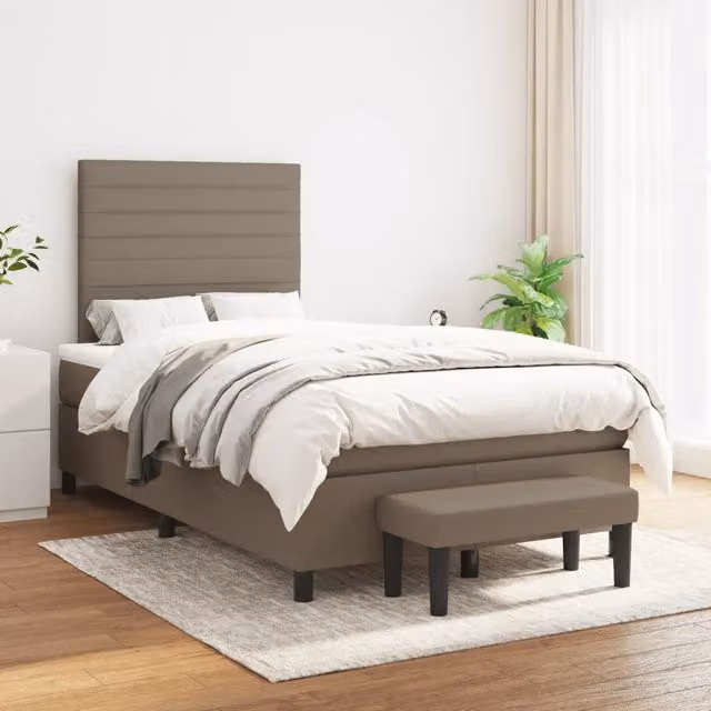 Letto Ibrido con Giroletto a Molle e Materasso vidaXL in Tessuto, Colore Tortora, L/P/H: 120 x 200 x 203 cm – 1