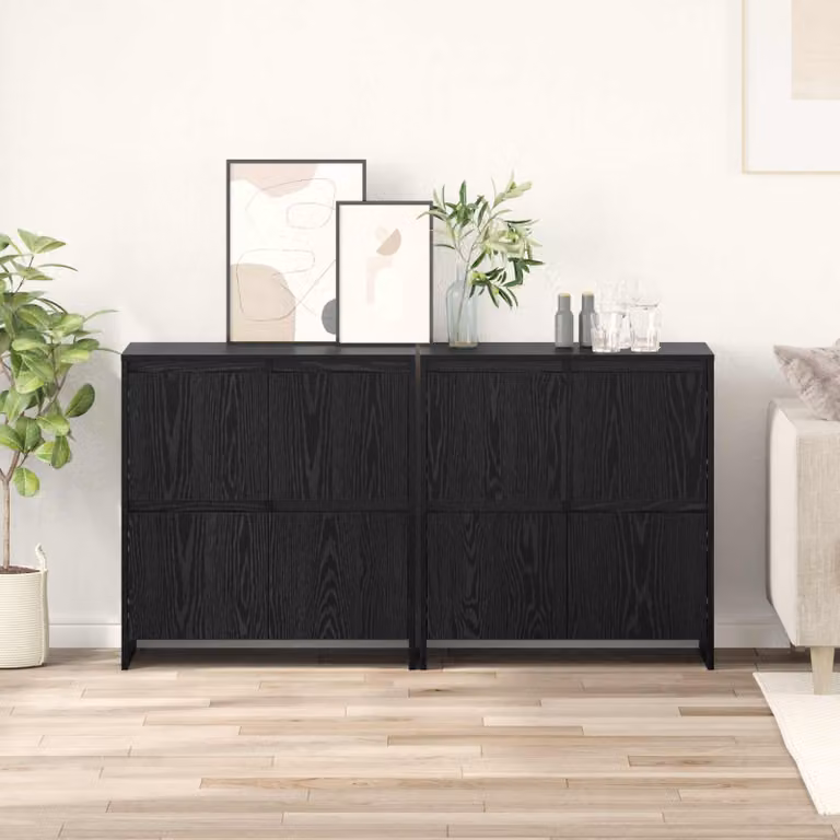 Set di 2 Sideboard moderni vidaXL in rovere nero opaco L/P/H: 70 x 41 x 75 cm