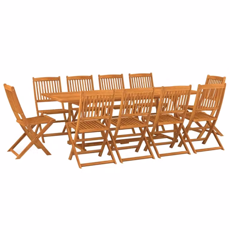 Set da Pranzo da Giardino 11 pz 220x90x75 cm Massello di Acacia