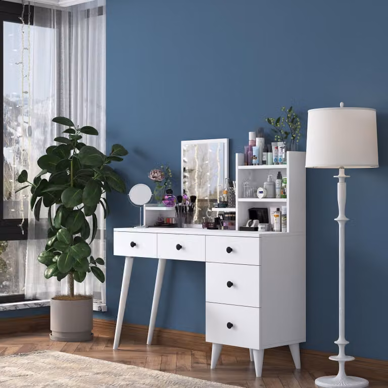 Certaldo - Toeletta, 125x40x94h cm Bianco, Specchio Incluso