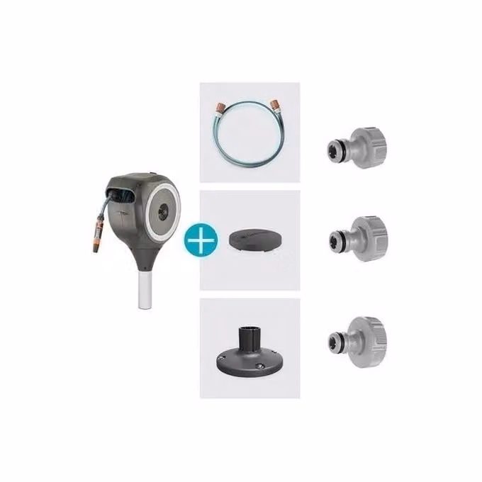 Gardena RollUp M 18617-20 Avvolgitubo automatico da terrazzo con 20 m di tubo da 11 mm, resistente ai raggi UV, colore nero e grigio – 2