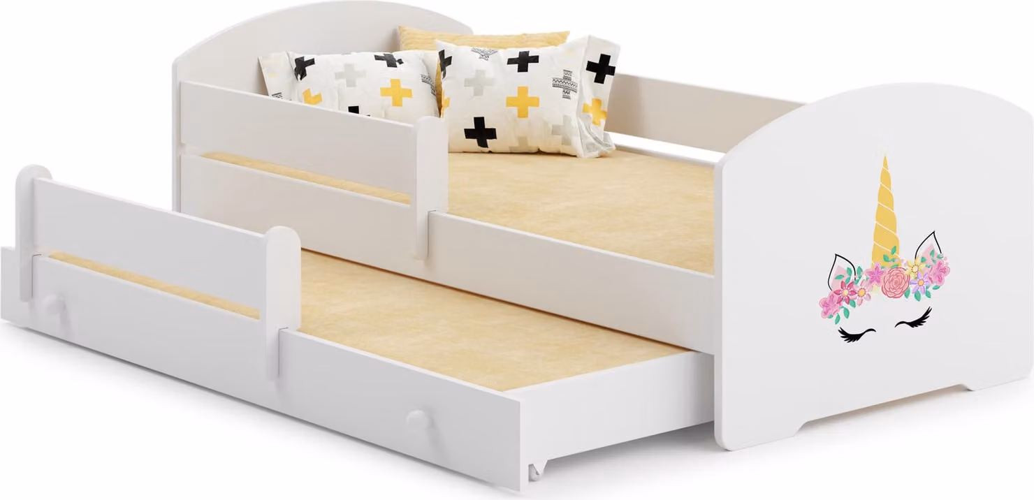 KOBI Letto estraibile singolo Luk 160x80 unicorno