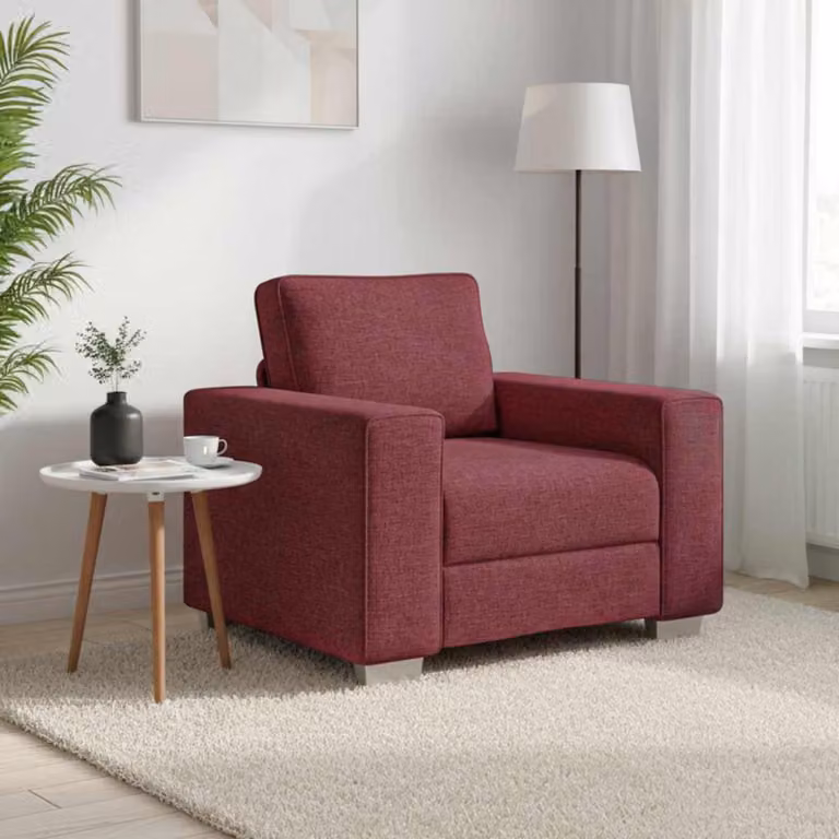 Poltrona Sofa vidaXL in Tessuto Rosso per Soggiorno con Braccioli