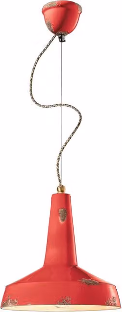 Lampadario Vintage Vague Vintage Ferro E Ceramica Rosso 1 Luce E27 35Cm