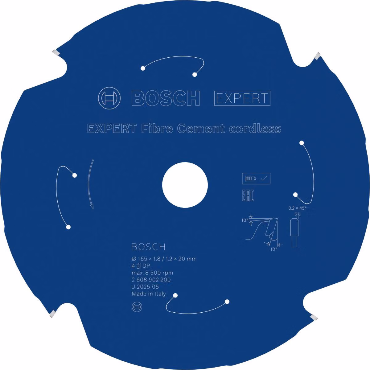 Lama circolare EXPERT per fibrocemento, 165x20 mm, Z4