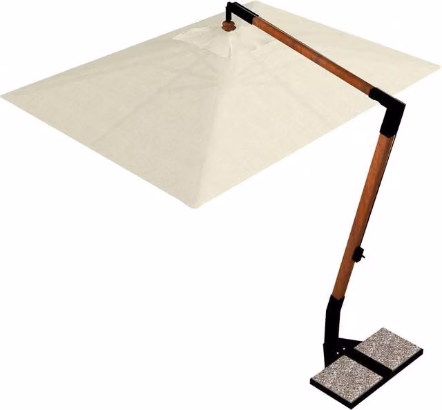 Ombrellone da Giardino Decentrato GIORDANOSHOP con Struttura in Legno e Telo in Acrilico Beige L: 300 cm, P: 275 cm