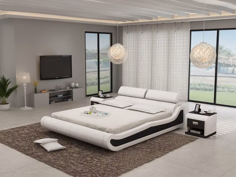 Luxus Leder Bett mit USB Polster Betten Doppel Modernes Ehe 140/160/180 LB8825