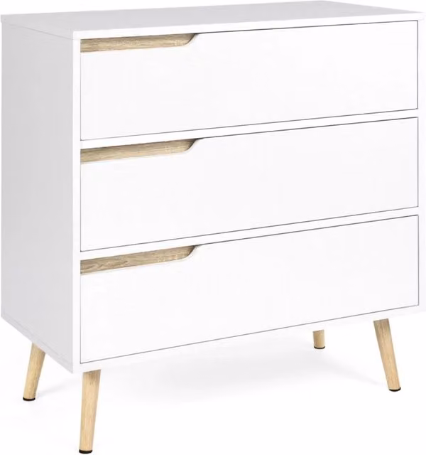 Cassettiera scandinava a 3 cassetti IDMarket Helsinki in legno e bianco