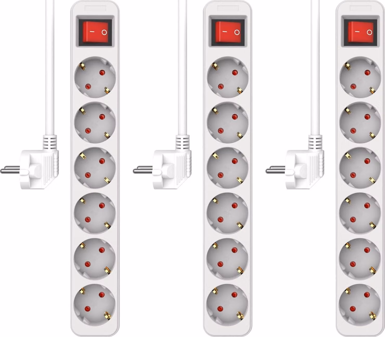 Set da 3 prese multiple ELRO ES106, con 6 prese, interruttore e cavo da 1,5 metri – Adatto ai bambini