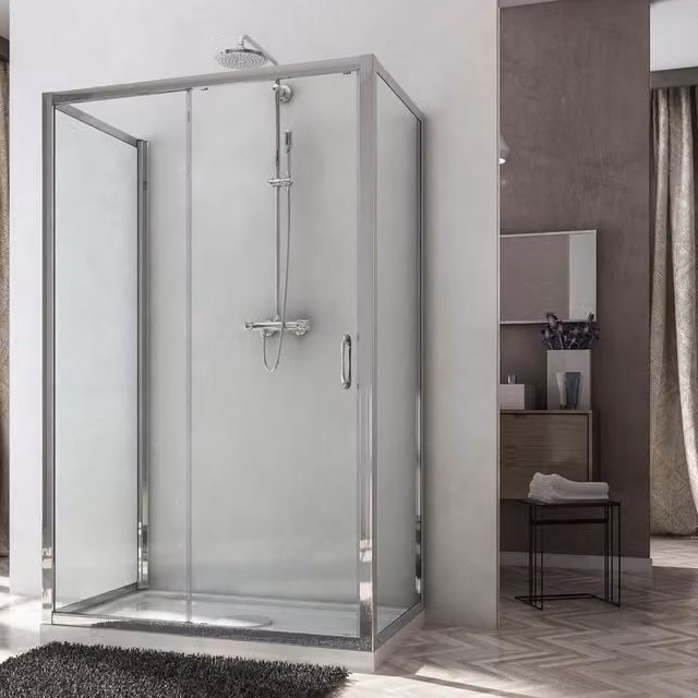 Box Doccia 3 Lati 70x100x70 cm 1 anta Scorrevole in Cristallo trasparente 6mm H185 Fosterberg Kolding Trio