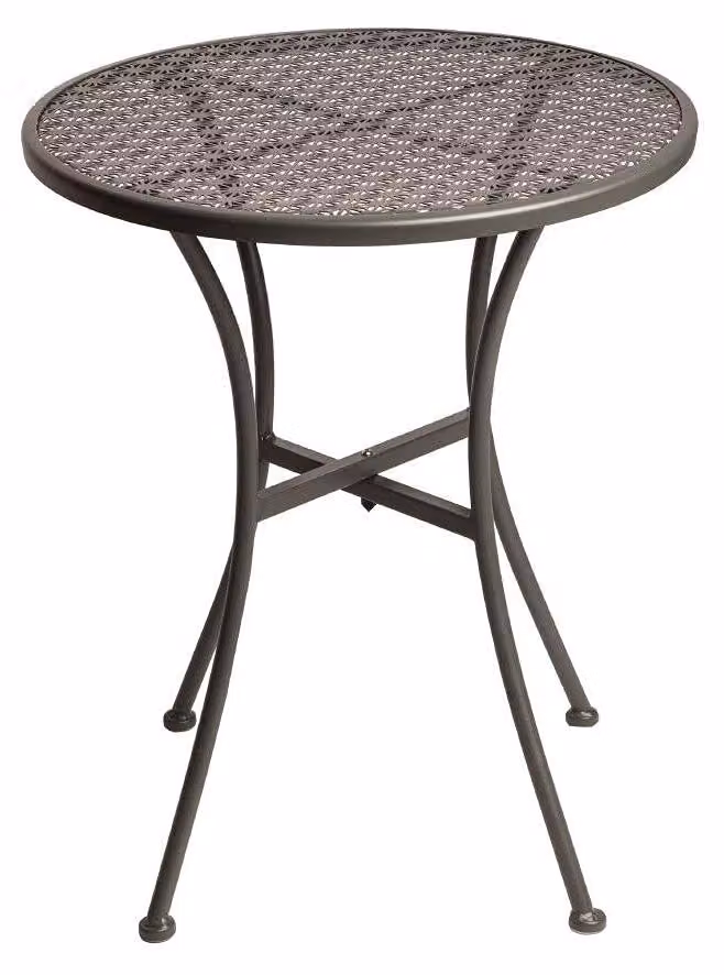 Tavolo da bistrot grigio con motivo, diametro 600 mm, in metallo, resistente alle intemperie