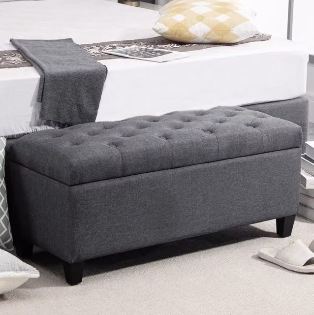 panca contenitore 100 x 40 x 44 cm grigio scuro – seduta imbottita