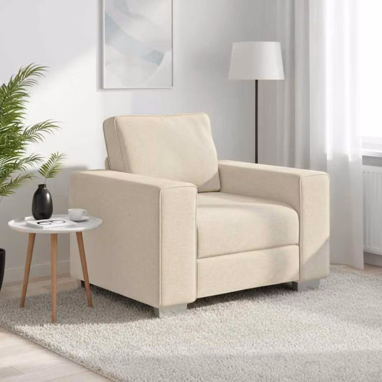 Poltrona Sofa moderna vidaXL in tessuto beige con braccioli, L: 100 cm