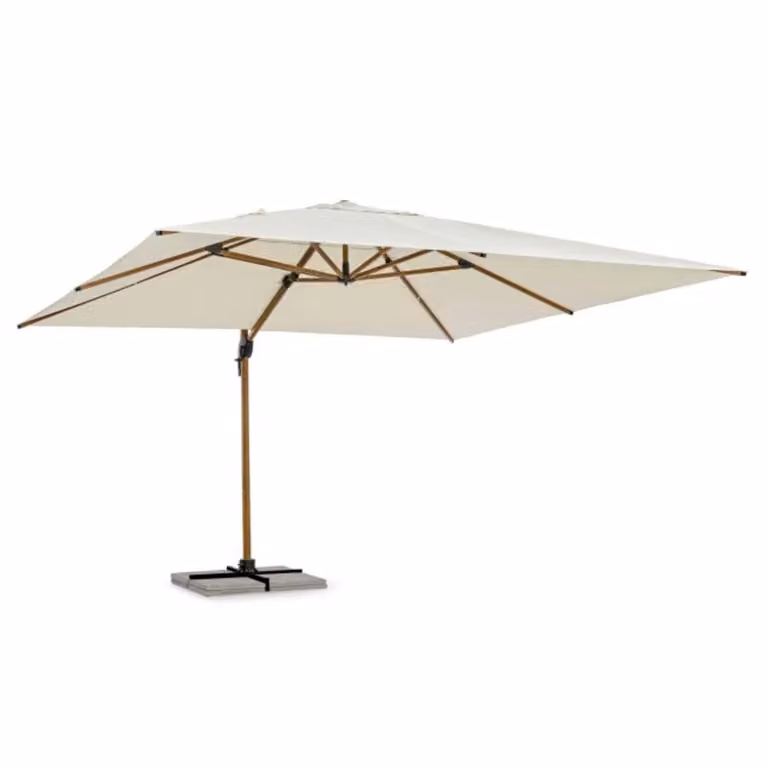Ombrellone a braccio ORION in alluminio effetto legno, telo beige 4×4