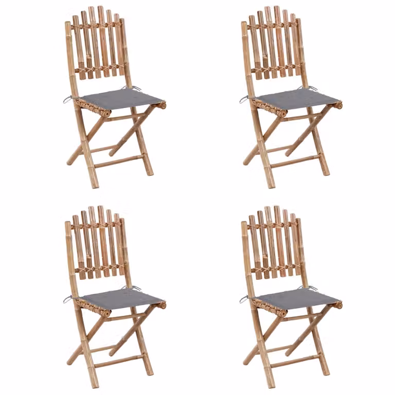 set da pranzo da giardino da 5 pezzi con cuscini Bambù pieghevole