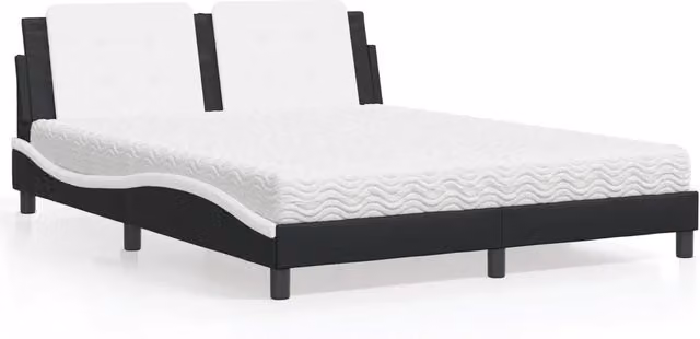 Letto con Materasso Zadar vidaXL in Similpelle Nero e Bianco L/P: 160 x 200 cm