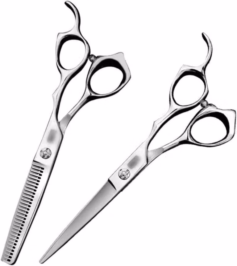Forbici da parrucchiere da 6 pollici, professionali di alta qualità, per taglio capelli, set combinato: forbici lisce + forbici a denti, colore argento