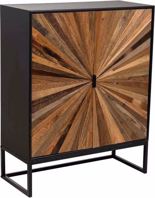 Credenza in legno e metallo a 2 ante marrone 80x37x101