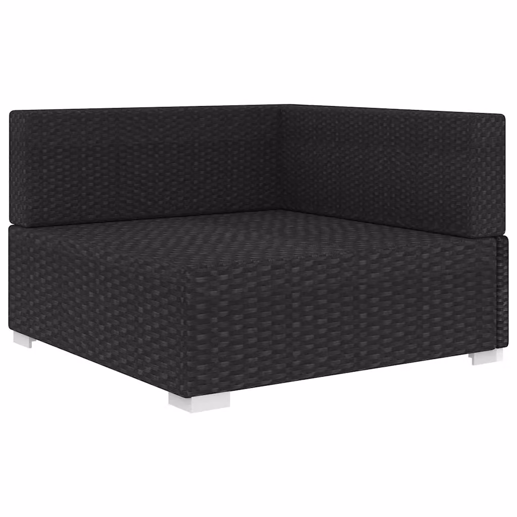 Poltrona Modulare ad Angolo da Giardino con Cuscini in Polyrattan Nero e Struttura in Metallo – 2