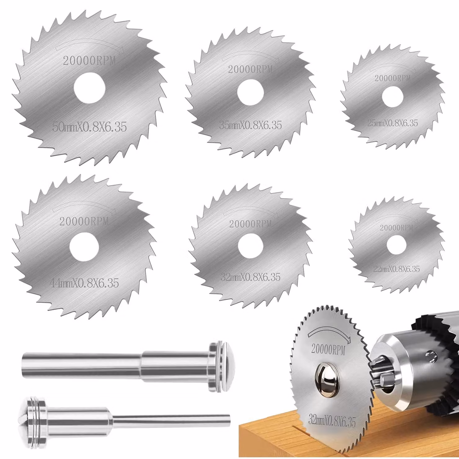 Set di lame per sega circolare mini - 8 pezzi - Lame in acciaio ad alta velocità - 6 denti