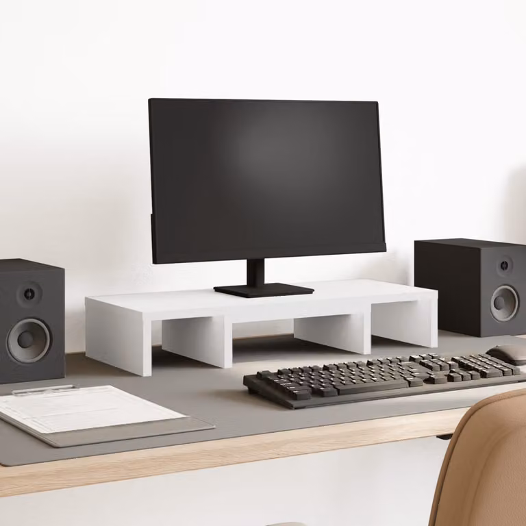 vidaXL Supporto Monitor Regolabile Bianco L: 60 cm, P: 24 cm, H: 10,5 cm in Truciolato