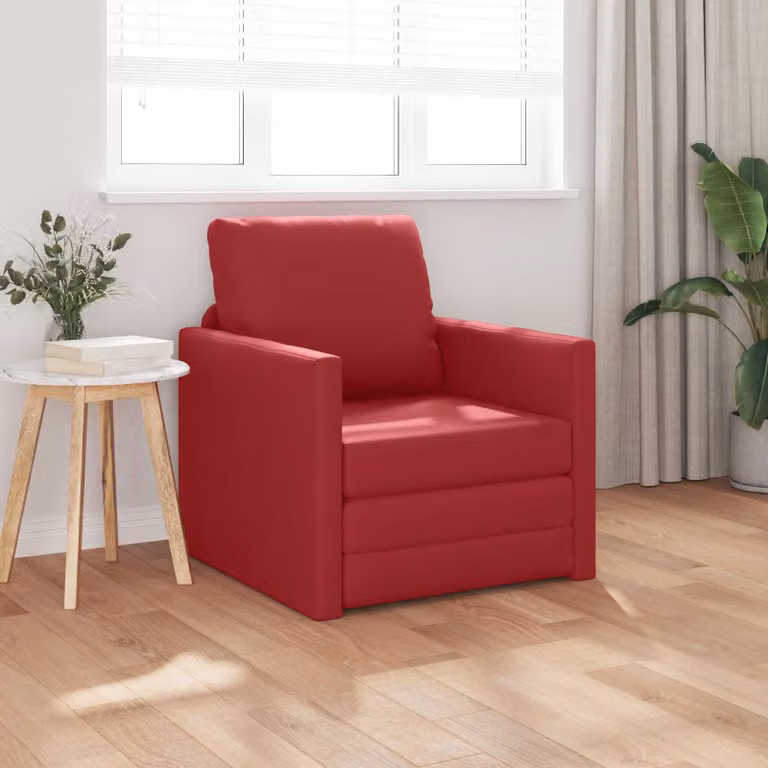 Divano letto moderno vidaXL in pelle artificiale rossa con braccioli per soggiorno